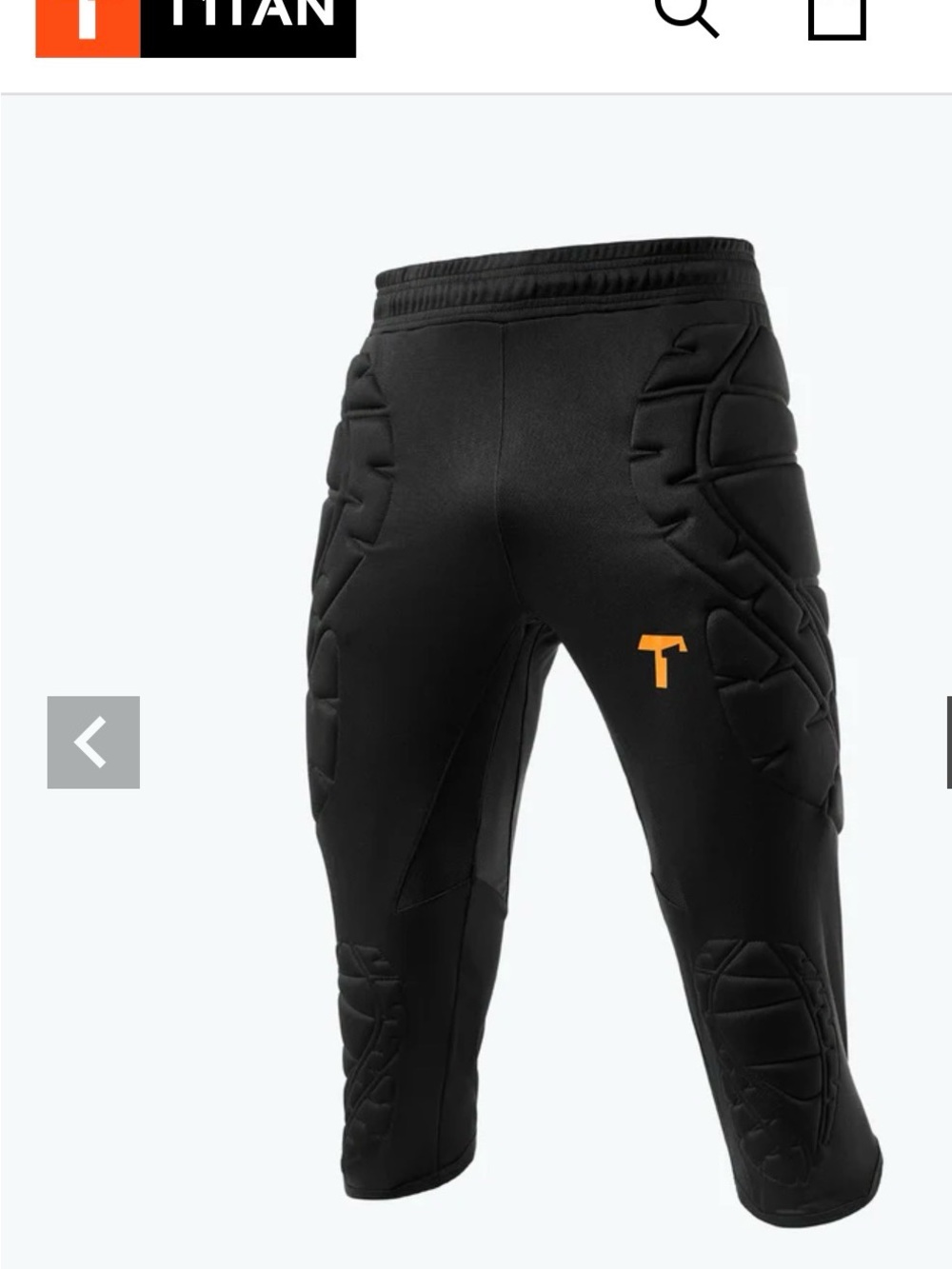 Titan Men's Padded Goalkeeper Joggers - Black with Orange Logo youth size